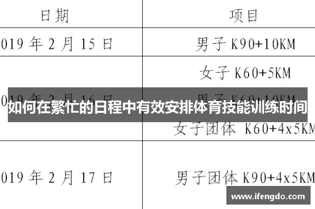 如何在繁忙的日程中有效安排体育技能训练时间